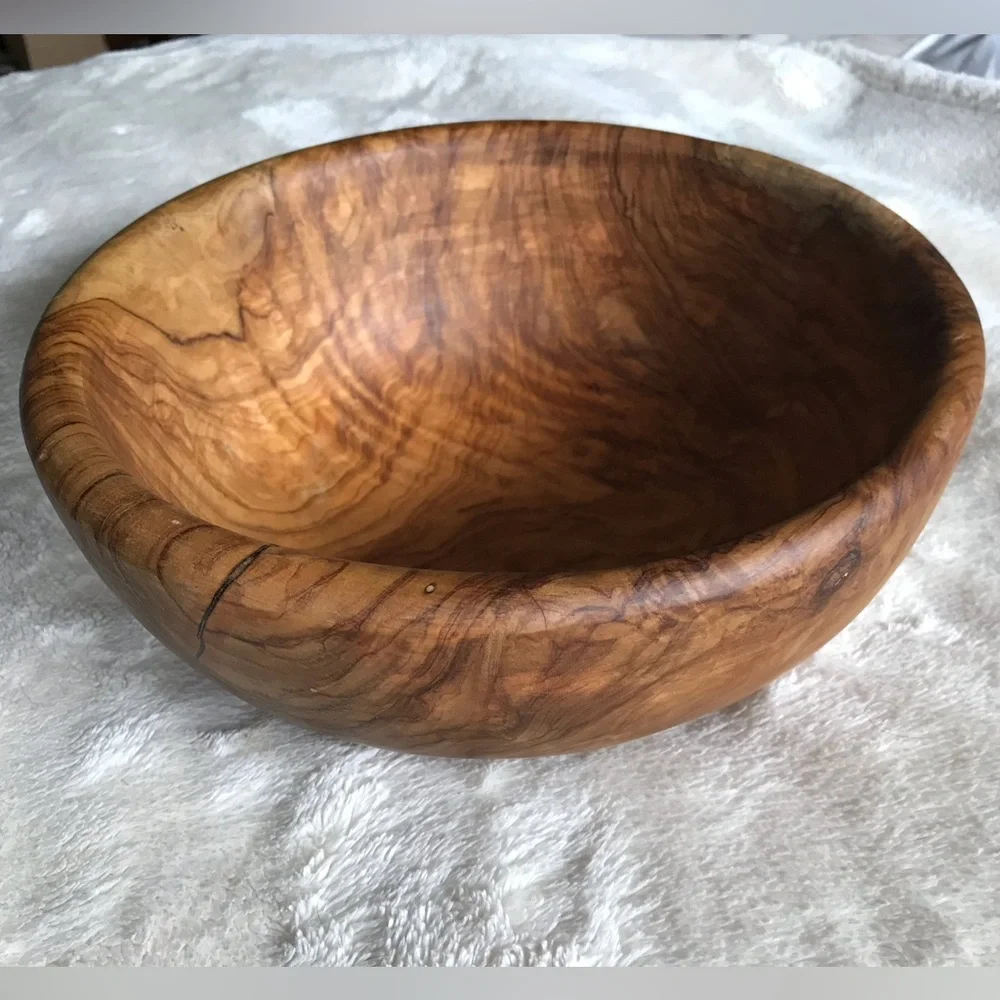 Williams Sonoma Olive Wood Serving Bowl - Warm Brown Grain
